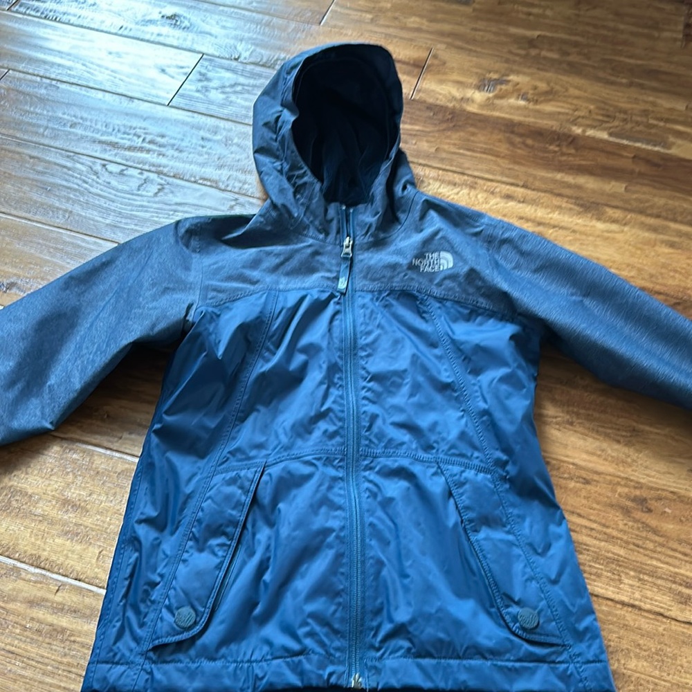 Girls North Face Zip Up Rain Jacket with Hood